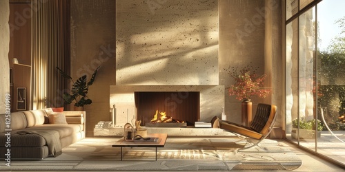 Elegant classic interior room with fireplace © kardaska