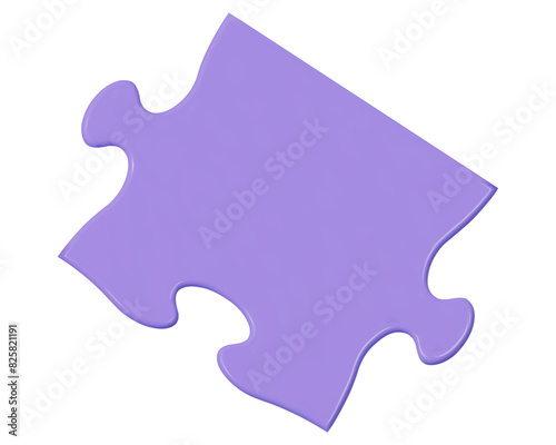 3d purple jigsaw puzzle piece. Stock vector illustration on isolated background.	