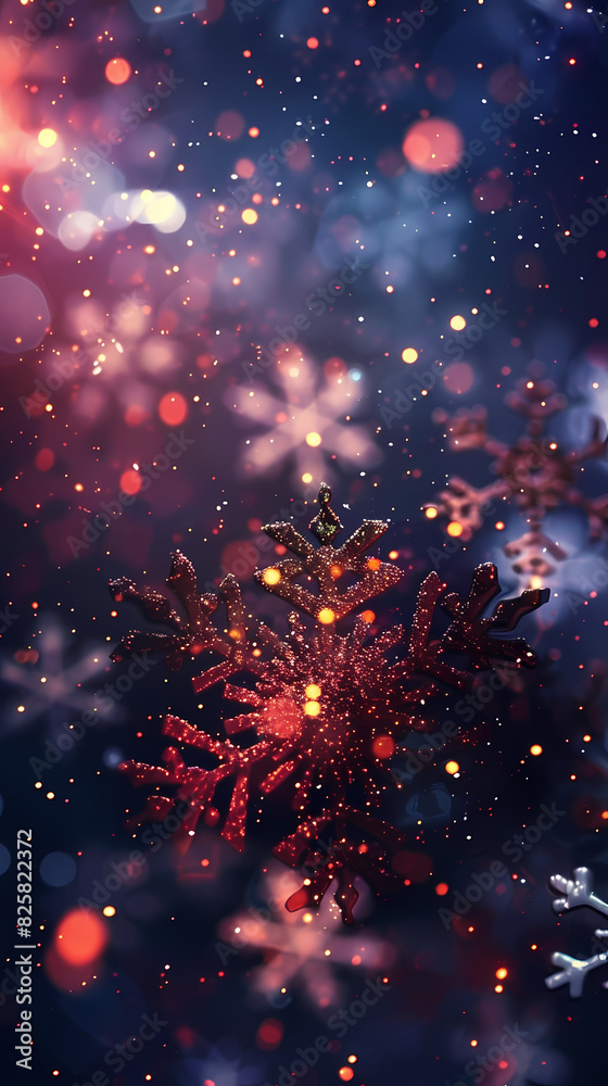 Fototapeta premium Snowflakes fall, creating a winter atmosphere