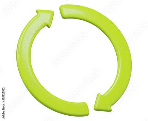 3d green refresh or recycle arrows icon. Stock vector illustration on isolated background. 