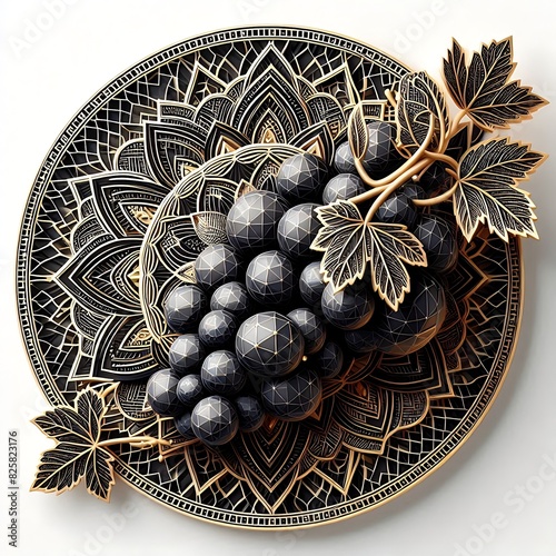 grapes with geometric ornament
