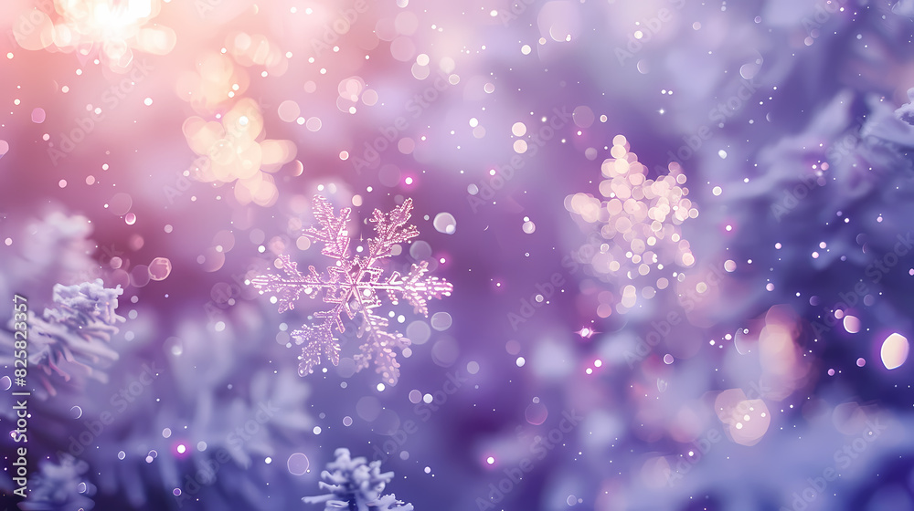 Snowflakes fall, creating a winter atmosphere