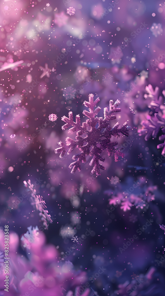 Snowflakes fall, creating a winter atmosphere
