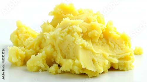 Creamy homemade mashed potatoes on white background