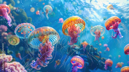 colorful jellyfish in sea