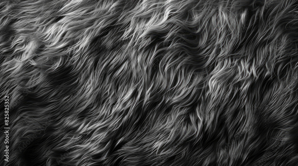 Naklejka premium black and white fur texture background