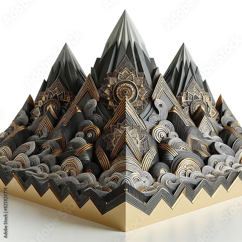 Mountain with Thai ornaments