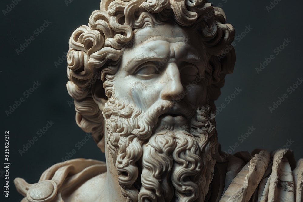 Detailed sculpture of a bearded man with curly hair Detailed sculpture of a bearded man with curly hair