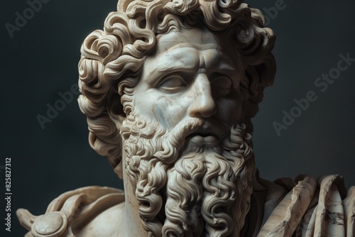 Detailed sculpture of a bearded man with curly hair © Balaraw
