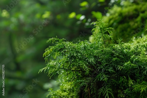 Close-up of lush green foliage in a forest