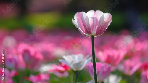Delicate tulip blooming in a vibrant garden