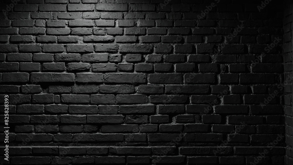 Beautiful old brick black wall texture background.