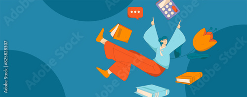 Education and learning people flat vector concept hand drawn illustration
