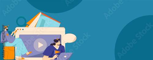 Education and learning people flat vector concept hand drawn illustration
