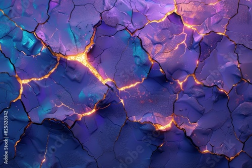 Vibrant cracked surface with glowing cracks © Balaraw