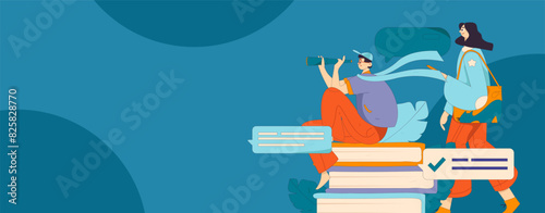 Education and learning people flat vector concept hand drawn illustration
