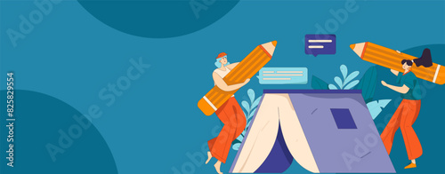 Education and learning people flat vector concept hand drawn illustration
