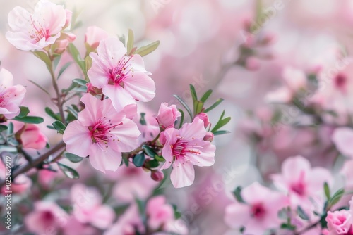 Blooming pink azalea flowers in spring