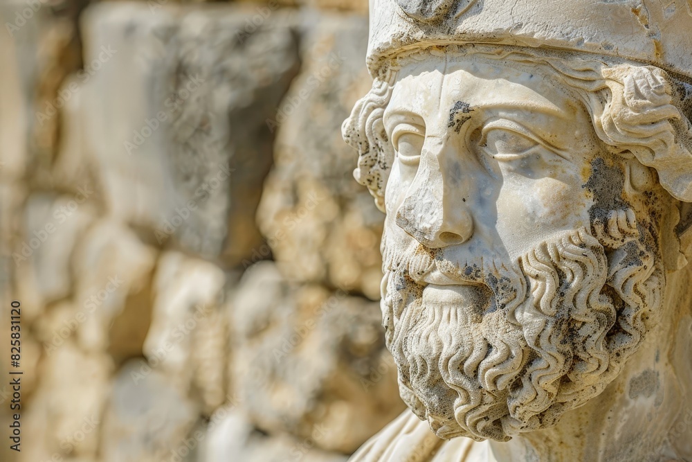 Naklejka premium Weathered stone sculpture with intricate details