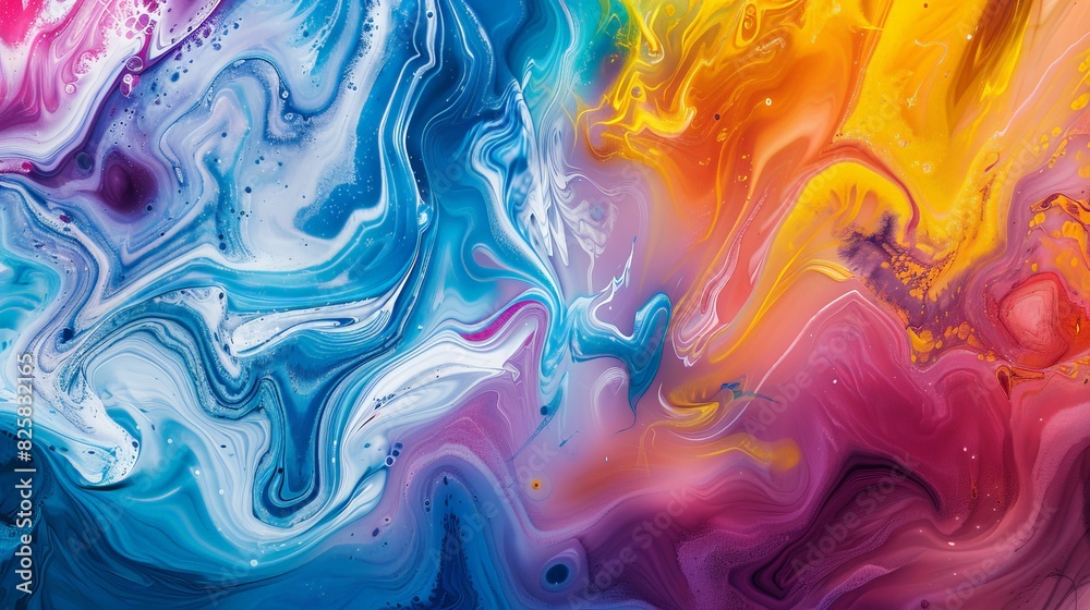 Vibrant abstract fluid art painting