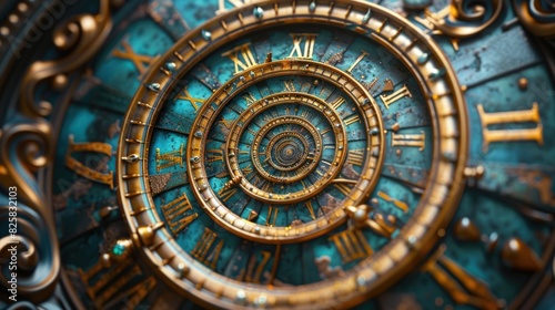 Time Travel Technology Background with the concept of Clocks and Time Machines, Can turn the clock hands. Jump into a time portal in a matter of hours. Traveling in time and space. Time travel fantasy