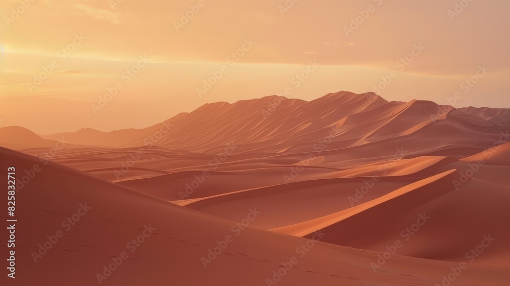 Naklejka premium Dramatic desert landscape at sunset