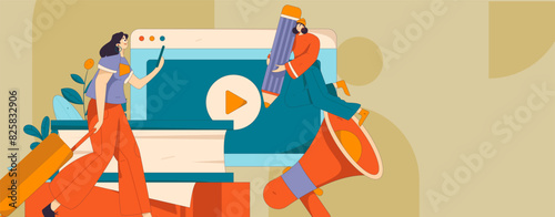 Education and learning people flat vector concept hand drawn illustration
