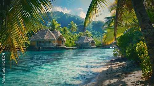 Tropical paradise island with lush greenery