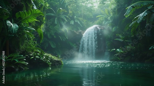 Tropical paradise with a hidden waterfall photo