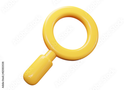 3d yellow magnifying glass icon. Stock vector illustration on isolated background.