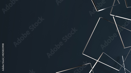 Dark blue navy background with abstract square silver frame