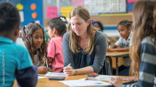 teacher in a classroom, engaging with students, using interactive teaching methods to inspire and educate the next generation