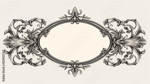 Engraving frame. Vintage Baroque Victorian border. Baroque frame decor. © elena_garder