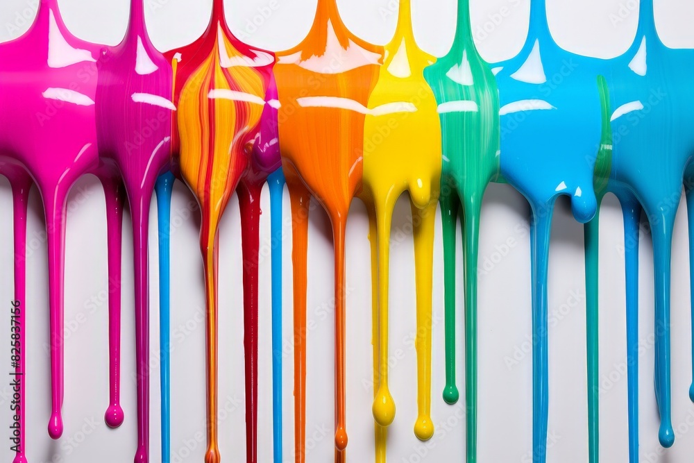 Vibrant paint dripping in rainbow colors Vibrant paint dripping in rainbow colors
