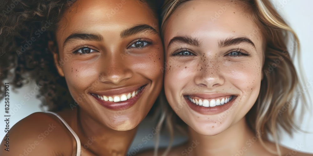 Two women smiling and looking at the camera Two women smiling and looking at the camera