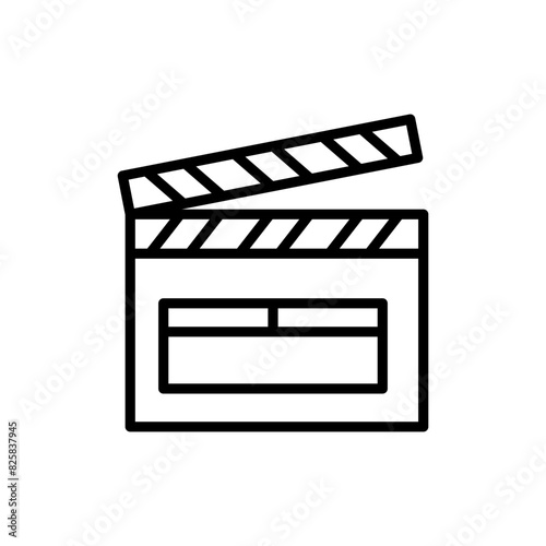 Clapperboard line icon. Video icon. Video and movies icon isolated on white background. Transparent background, minimalist symbol. Vector images