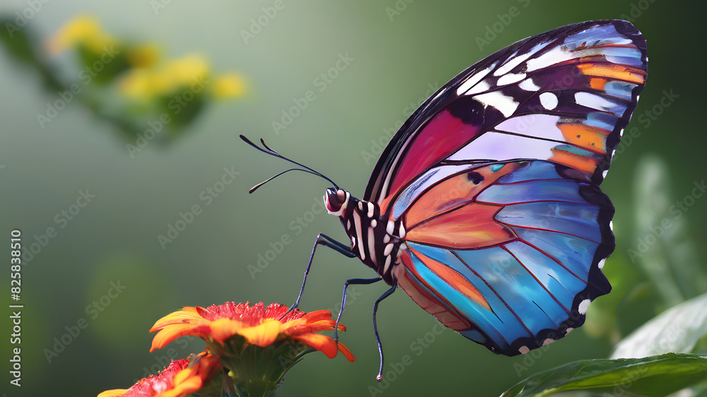 Fototapeta premium a beautifull and colorful butterfly sitting on flower
