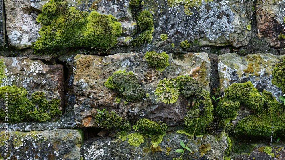 Close-up of textured ancient brickwork with moss and lichen, showcasing the beauty of aged architecture. Close-up of textured ancient brickwork with moss and lichen, showcasing the beauty of aged architecture.