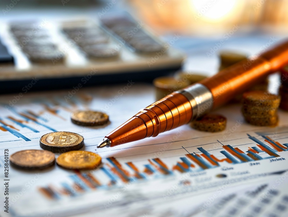 Fototapeta premium coins and calculator