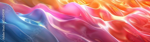 Abstract background design, colorful wavy stripes, shiny glossy finish, 3D rendering, vibrant colors