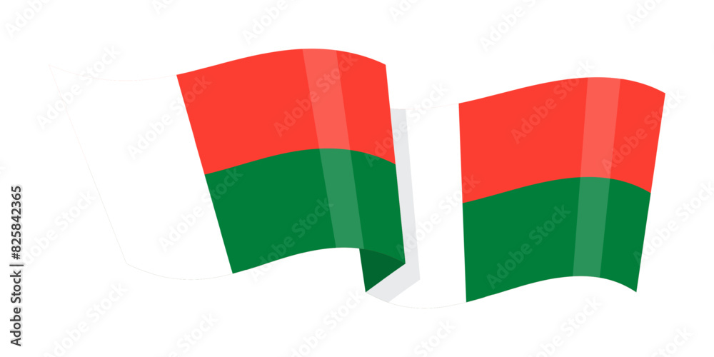 Vector illustration of wavy Madagascar flag on transparent background Vector illustration of wavy Madagascar flag on transparent background