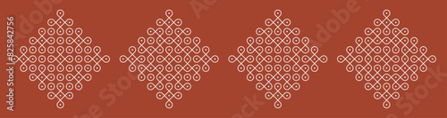 Indian Traditional and Cultural pulli or sikku Kolam design vector, set of editable home decor patterns