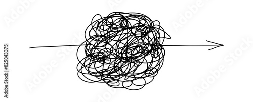 Scrawl ball. Messy process icons. Vector complicated way concept.
