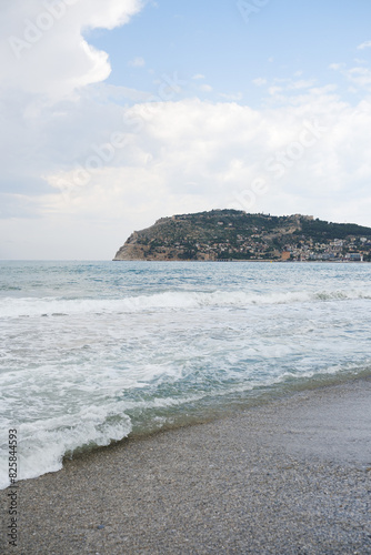 Alanya, Antalya district, Turkey, Asia: Beautiful landscape of the city from the beach.