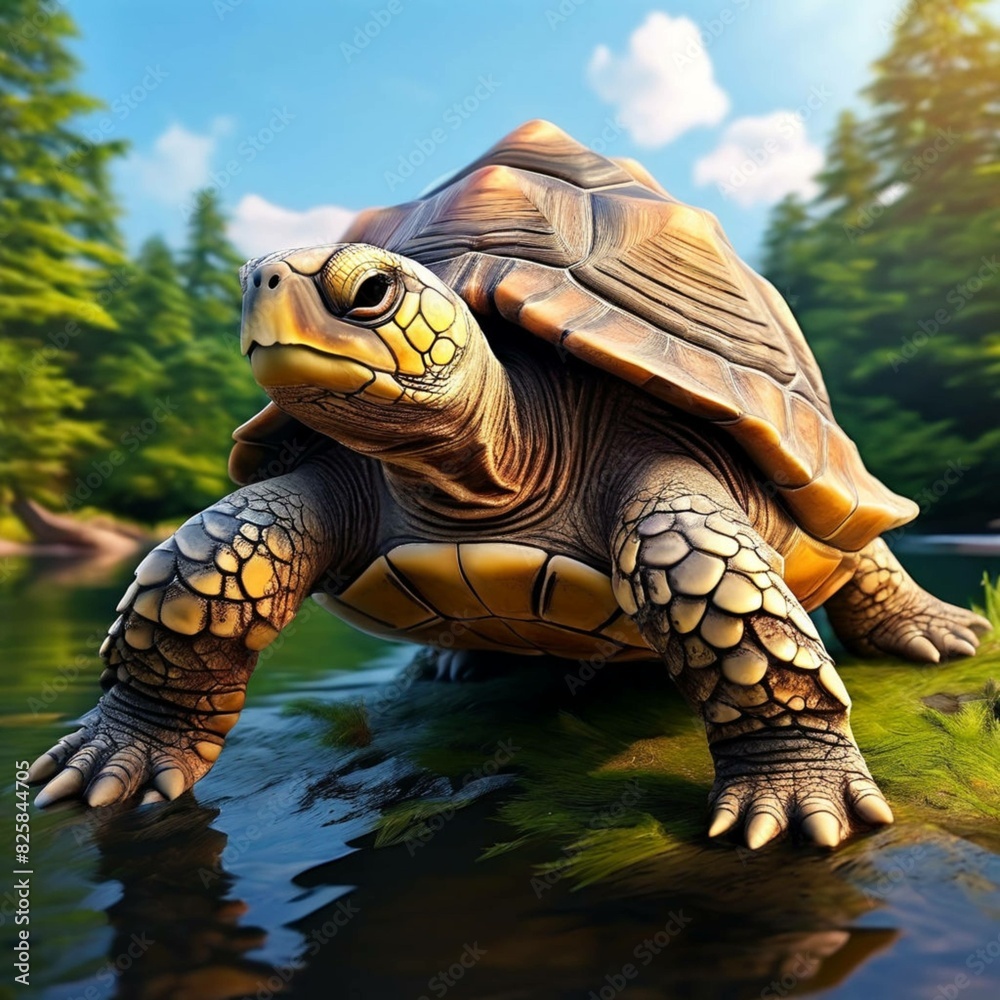 Naklejka premium turtle on the rocks