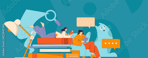 Education and learning people flat vector concept hand drawn illustration
