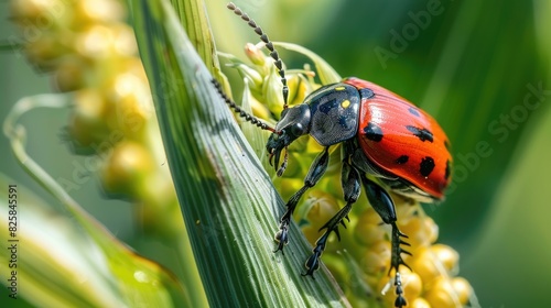 Western corn beetle is a damaging pest to plants photo