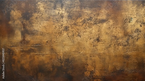 Painted surface featuring antique and aged metal in gold, brown, and black hues, creating a vintage texture backdrop photo