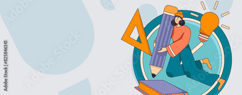 Education and learning people flat vector concept hand drawn illustration
