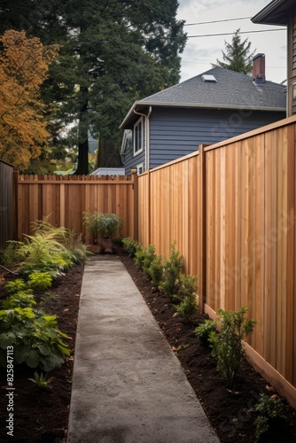 Tall cedar privacy fence enveloping the backyard 